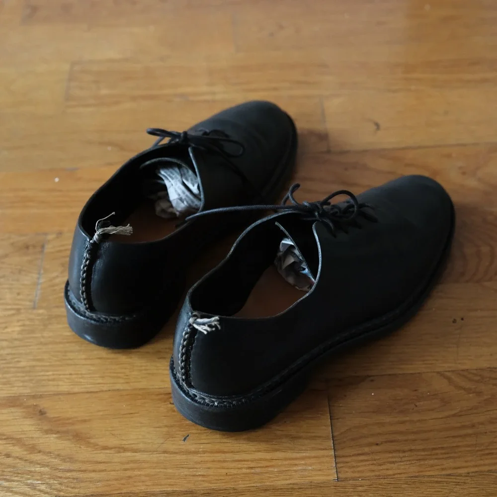 FEIT Braided Oxford Black Leather Handmade Goodyear Welted Dress Shoes Size 41